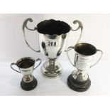 Three engraved Sterling Silver Trophy Cups