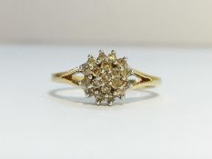 A Diamond Cluster Ring set in 14ct white gold. ETCW diamonds 0.20 ct. Ring size J, total weight 2.