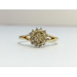 A Diamond Cluster Ring set in 14ct white gold. ETCW diamonds 0.20 ct. Ring size J, total weight 2.