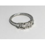 A Contemporary Diamond 3 Stone Ring with 18ct White Gold Shank.