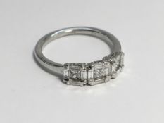 A Contemporary Diamond 3 Stone Ring with 18ct White Gold Shank.