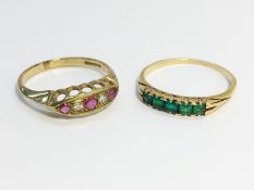 Two Antique rings including a Victorian Ruby and Diamond five stone ring,