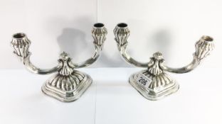 A Pair of Sterling Silver 2 Branch Candlesticks