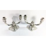 A Pair of Sterling Silver 2 Branch Candlesticks