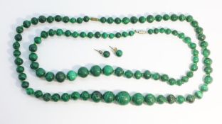 Two Malachite Bead necklaces,