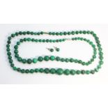 Two Malachite Bead necklaces,