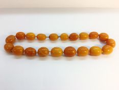 A string of butterscotch amber beads, approximately 18" in length.