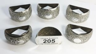 Six 1930's Sterling Silver Napkin Rings, approx 104.4 grams.