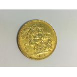 An 1891 22 Carat Gold Full Sovereign, Victoria Jubilee Head, 22mm in diameter,