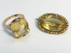 An 1970s Citrine ring set in 9ct gold, ECW 11.