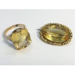 An 1970s Citrine ring set in 9ct gold, ECW 11.