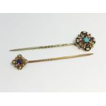 A pair of Victorian Stick Pins, including a stick pin with Turquoise,