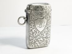 A Sterling Silver Vesta Case, hallmarked Birmingham 1905/ 1906, 38.8 grams.