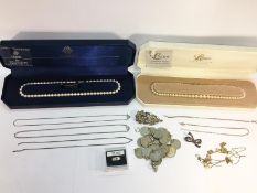 A small lot of jewellery including 2 strings of Lotus simulated pearls, boxed,