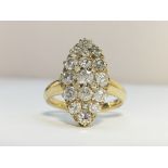 A Victorian Navette Shape Plaque Diamond Ring in 18ct Yellow Gold.