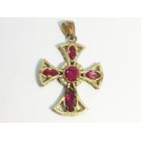 A large Gothic style Openwork cross in 9ct gold, circa 50mm high.
