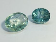 Two Oval facetted natural Aquamarines, weighing 7.25 cts and 5.3 cts respectively.