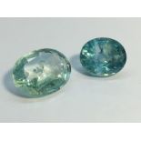 Two Oval facetted natural Aquamarines, weighing 7.25 cts and 5.3 cts respectively.