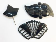 Two Art Deco French Jet Brooches, circa 1930’s,