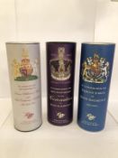 3 bottles of English whisky (commemorative William and Kate,