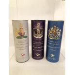 3 bottles of English whisky (commemorative William and Kate,