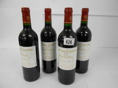 4 bottles of Chateau Chauvin St Emilion Grand Cru 2000.