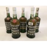 5 bottles of Almeida's dry white port (all sealed with Vinho Do Porto Garantia labels)