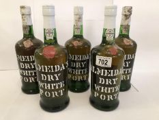 5 bottles of Almeida's dry white port (all sealed with Vinho Do Porto Garantia labels)