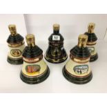 A collection of 5 Christmas wade whisky bells,
