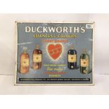 A Duckworth's Essences & Colours Heart brand card advertising sign.