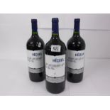 3 large 1.5l bottles of Familia Castano Hecula monastrell 2013.