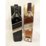 2x 1litre bottles - Johnnie Walker double black blended scotch whisky and a Johnnie Walker gold