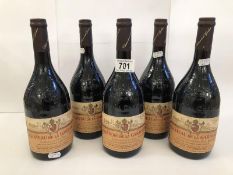 5 bottles of 1990 Chateau De La Gardine Chateauneuf-Du-Pape french wine