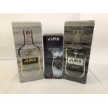 3 bottles - Jura Origin, and two bottles of Superstition (1x 35cl,