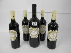 5 bottles of Pillastro Puglia Primitivo 2014 (1x 1.5l and 4x 750ml).