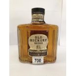 A bottle of 1946 Old Hickory Bourbon whisky 4/5 Quarry 100 proof