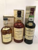 3 bottles - The Glenlivet (aged 12 years) single malt scotch,