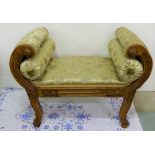 Regency style window seat, with pair of bolster cushions, 37”w