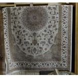 Ivory ground Floor Rug with a sharbas medallion design, 1.55m x 2.4m (as new)