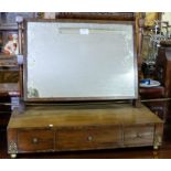 Georgian Mahogany Framed Toilet on a base of 3 drawers, lovely brass bun feet with finials, 26”w x