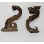 Matching pair of wooden corbels, each 20”h