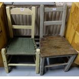 Two Antique Pine Painted Kitchen Chairs (1 with pine seat, 1 sugan seat)