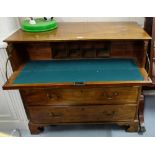 19thC Mahogany Ch of Drawers, with a secretaire upper drawer, opening a writing p, bracket feet,