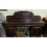 WMIV Mahogany Sideboard, the raised rear gallery with a decorative plinth, 3 frieze drawers and 2
