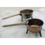 Similar Pair of brass 3-legged Jam Pots, with handles 1 x “Hale & Sons”, 1 x Rbt Streat & Co (2)