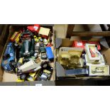 2 Boxes of various boxed model cars – Hamleys, Days Gone etc & various miniature die-cast cars (un-