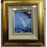 Acrylic on Canvas, by Declan Marry, Sail Boat in Dun Laoghaire Harbour, signed at the rear, 10” x