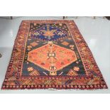 Red ground full pile Hamadan Lori Village Rug, 2.28 x 1.34