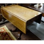 Mahogany George III Pembroke Table with walnut cross banded p, apron drawer on both ends on inlaid