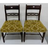 Matching Set of 6 Georgian Mahogany Dining Chairs, bar backs, with oval-detailed centre rails, on